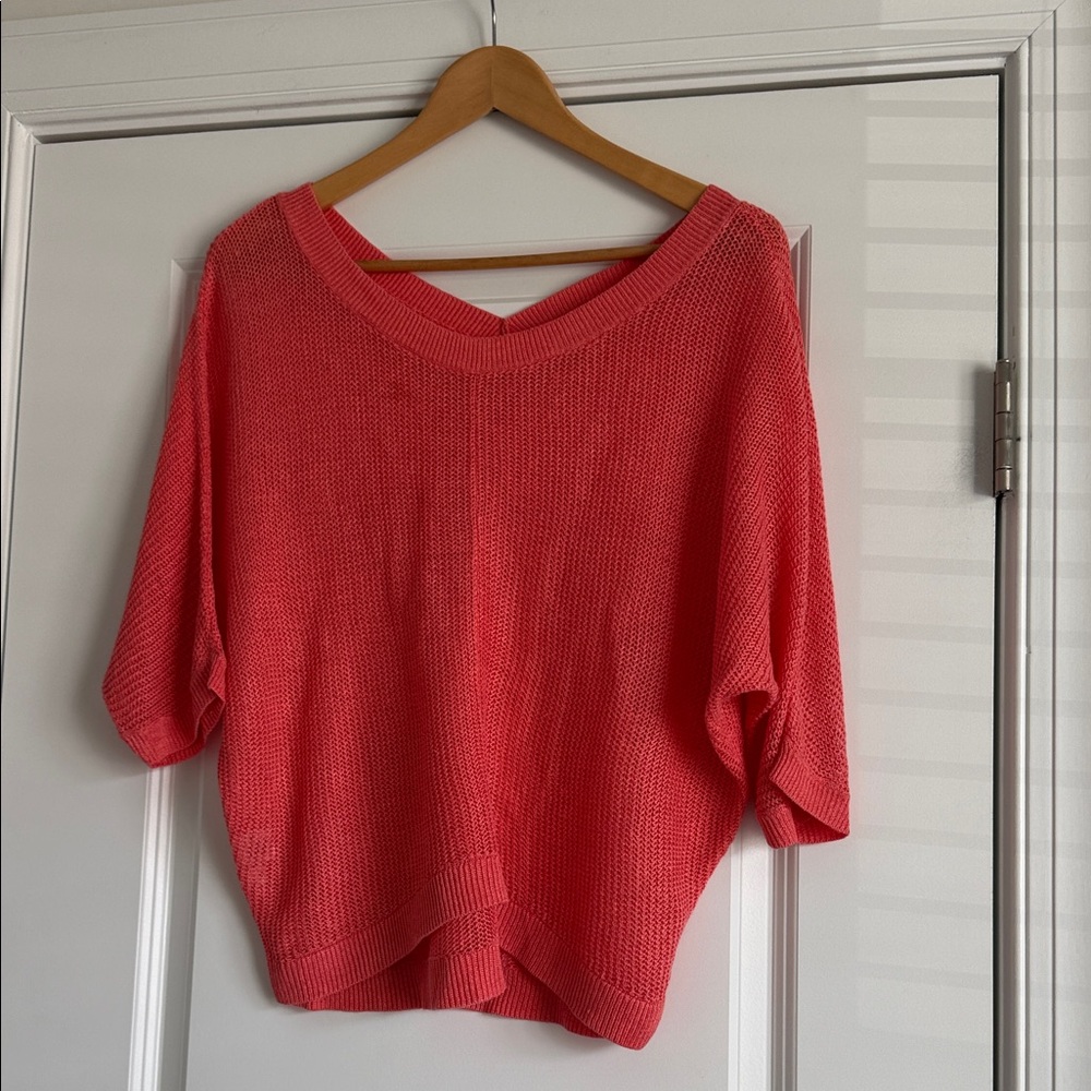 LOFT Coral Off-the-Shoulder Knit Sweater